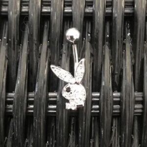 playboy crystal black eye belly button navel ring